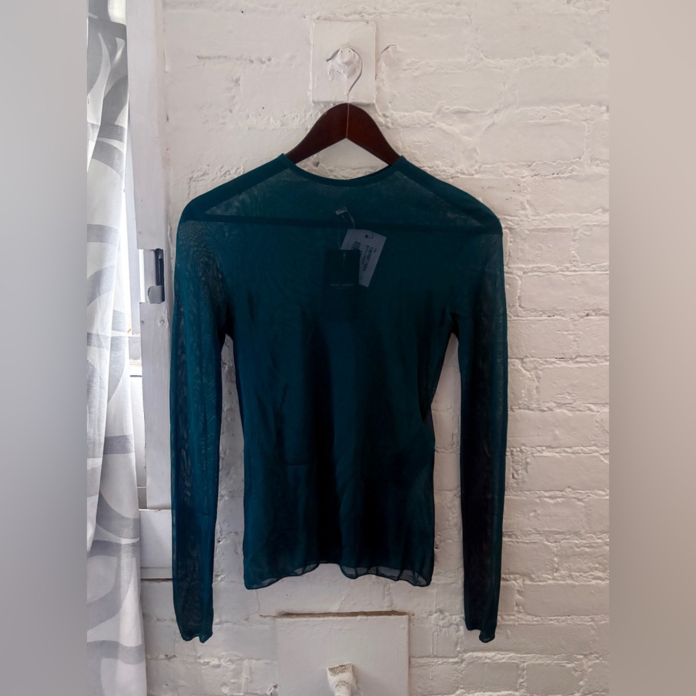 SOLD — BNWT Saint Laurent Women's “Second Skin” Sheer Silk Top